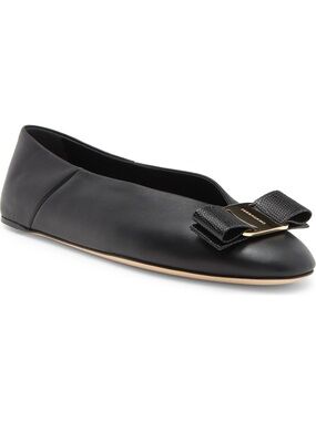 Ferragamo Vanna Bow Ballet Flats Black Size 9